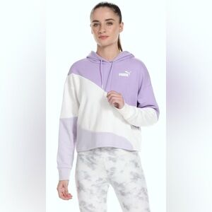Puma purple and white colour block sports hoodie size large